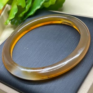 Chalcedony gemstone bangle bracelet, Agate bangle,healing bracelet (57MM/2.24”)#7460