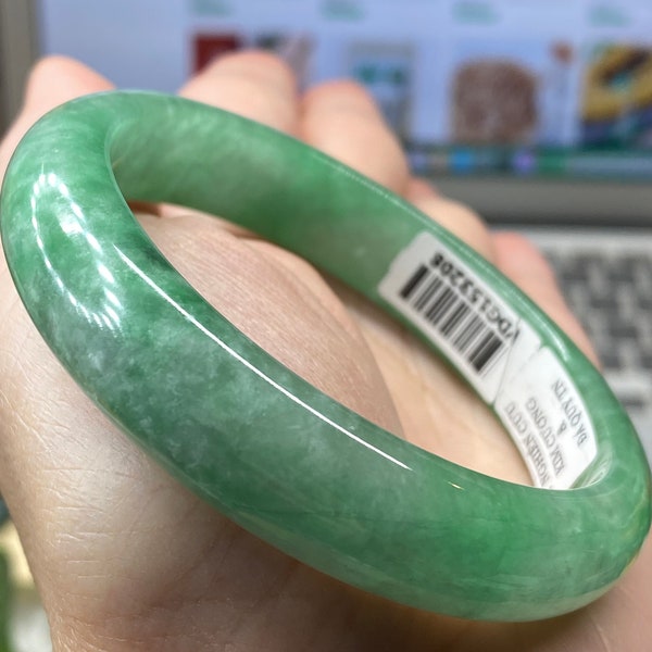 Jade Green color bangle bracelet, Jade bangle (inner diameter: 58MM/2.28”)#153208