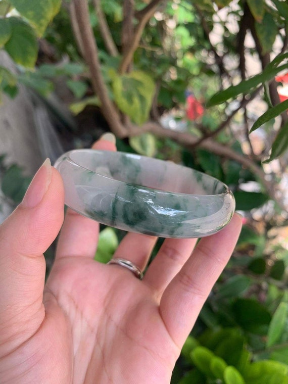 Jade Natural Ice Jade Bangle Bracelet Handmade Jade Bangle Etsy