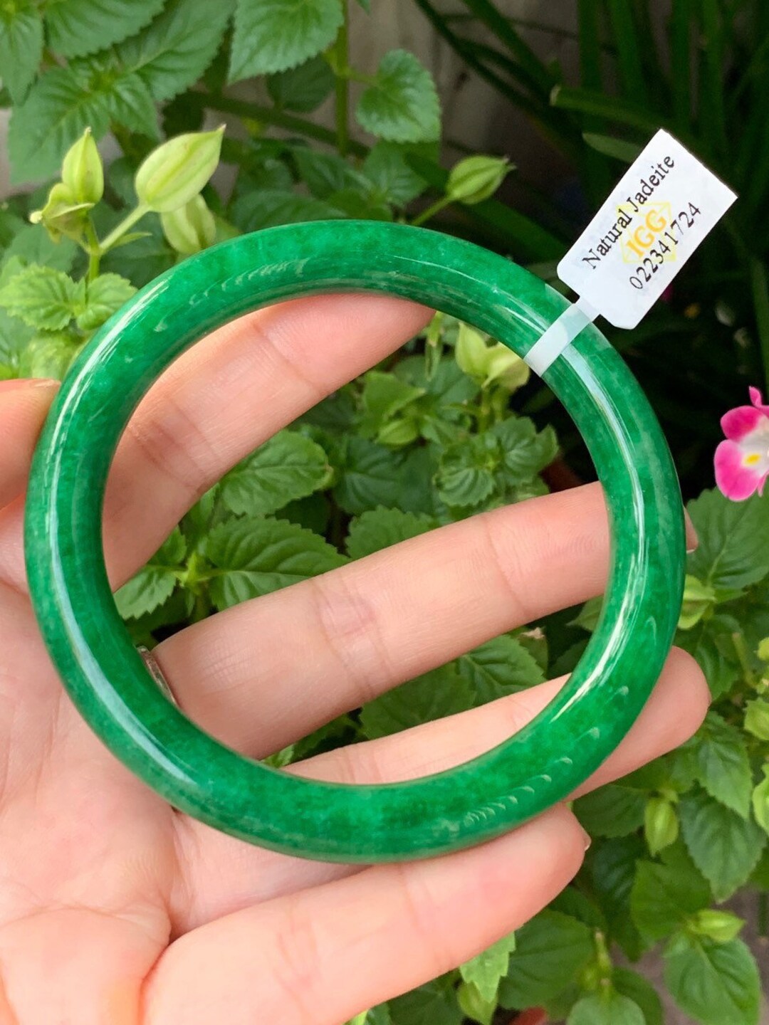Jade Green Color Bangle Bracelet, Jade Bangle inner Diameter 59.8MM/2.