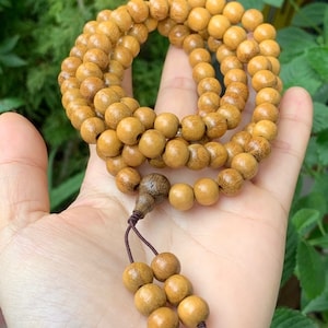 Morus Alba wood, Mulberry wood, meditation 108beads prayer, praying, healing bracelet/necklace handmade  (bead:8.5MM)