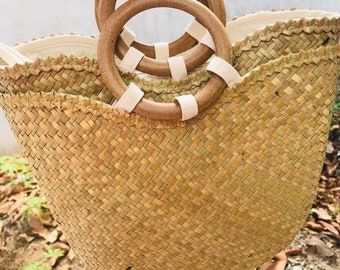 Straw/Natural Lepironia straw handmade handbag, totes bag, eco friendly bag