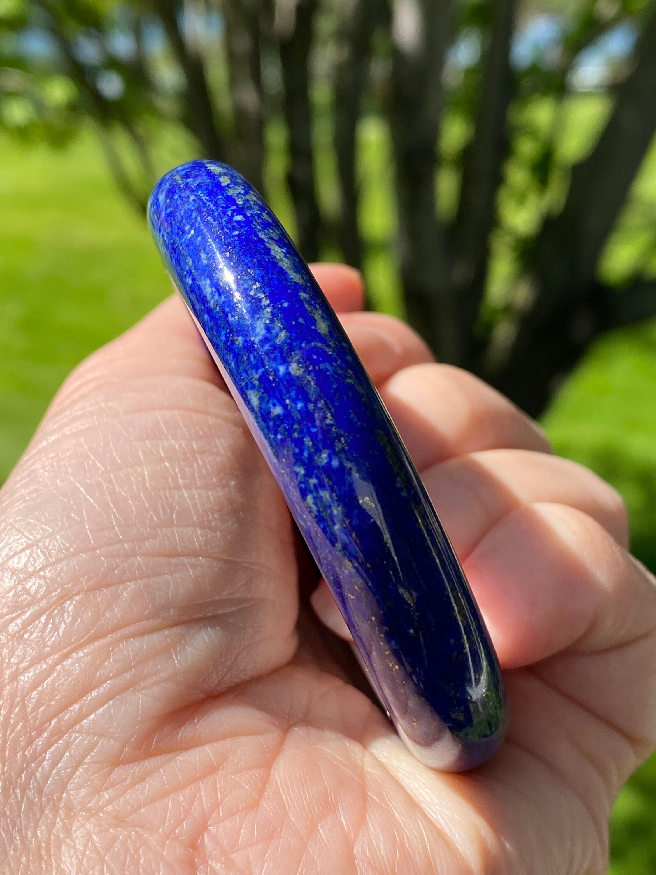 Lapis Gemstone Bangle Bracelet, Natural Stone (55.2mm/2.17