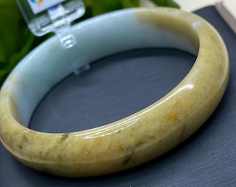 Certified Jadeite Jade Bangle Bracelet, Oval Bangle (inner diameter 55.44x50.40mm), Small hand