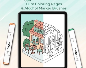 Pennarelli ad alcol Procreate ispirati a Coco Wyo – Set di pennelli pastello + pagine da colorare + Blender e Liner