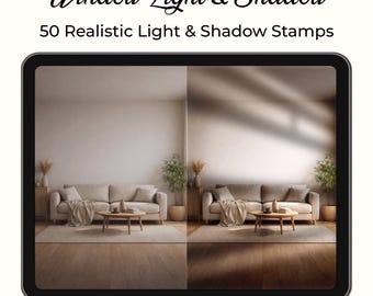 Procreate Window Light Shadow Stamps, Realistic Overlay Effects (Digital Download)