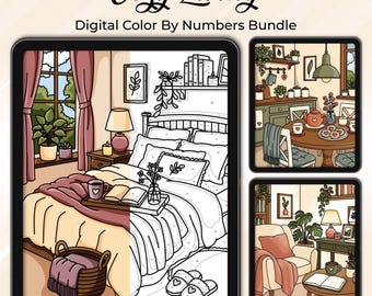 Procreate Color By Numbers Bundle – Cozy Living Coloring Pages (Digital Download)