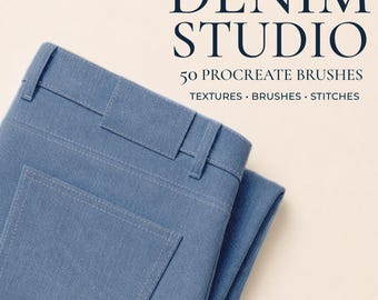 Procreate Denim Texture Brushes | Realistic Blue Jean Fabric Textures, Adjustable Denim Brushes, Stitch Brushes