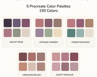 Procreate Romantic Vintage Color Palettes – 150 Colors | 5 Heirloom Palettes for Digital Art