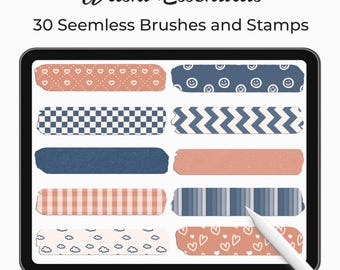 Procreate Washi Tape Brush Set, Dual Color Washi Brushes, Digital Download