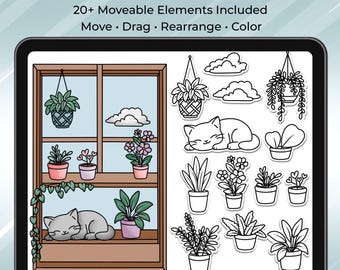 Costruisci e colora una scena accogliente – Playset digitale per Procreate