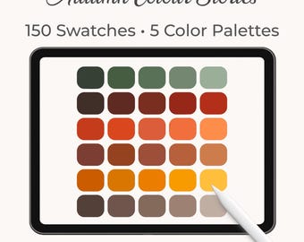 Autumn Color Palettes for Procreate – 5 Palettes, 150 Fall Shades – Cozy Pastel & Warm Tones