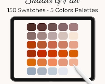 Autumn Color Palettes for Procreate – 5 Palettes, 150 Fall Shades – Cozy Pastel & Warm Tones