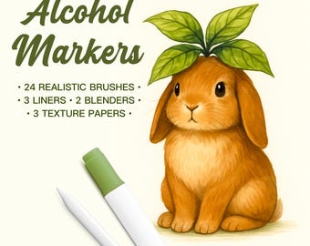 Realistic Alcohol Marker Brushes for Procreate: 24 Brush Set + Blenders & Liners