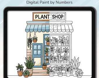 Procreate Paint By Numbers – Cozy Plant Shop Coloring Page + PDF