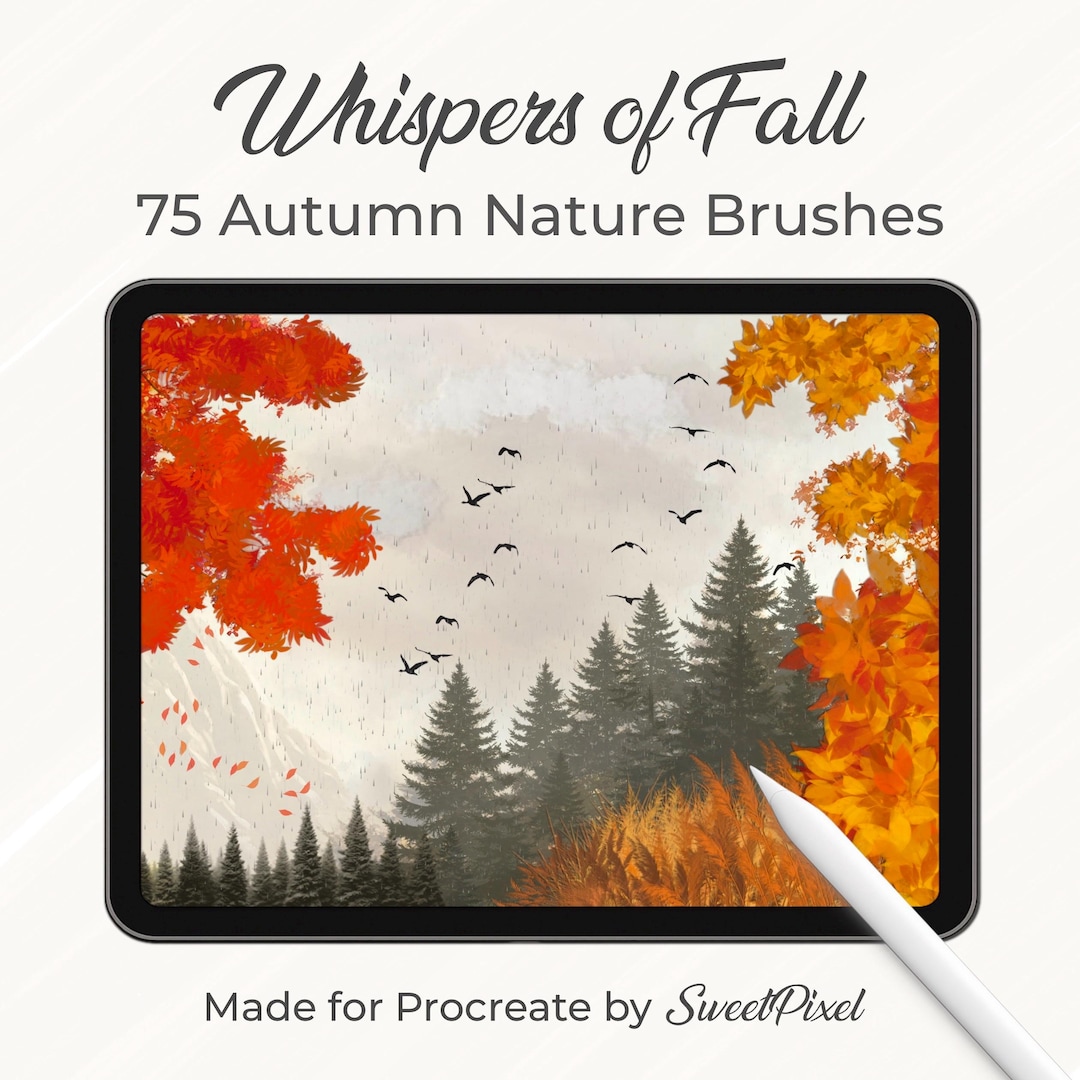 Procreate Fall Brushes – 75 Autumn Nature Stamps | Leaves, Trees ...