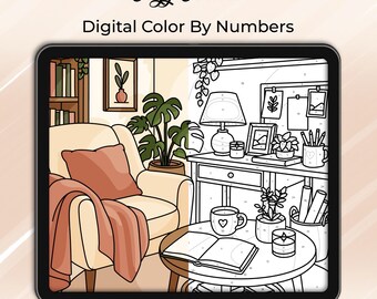 Procreate Colora con i numeri – Pagina da colorare Angolo accogliente + Tavolozza di colori