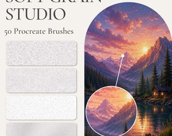 Procreate Grain Brushes | Soft Grain Texture Brushes & Adjustable Grain Shaders | 50 Brushes
