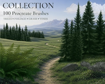Pennelli forestali per Procreate / Pennelli per alberi, erba, fogliame, nuvole e paesaggi