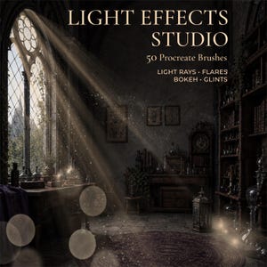 Lichteffekte-Studio für Procreate | 50 Lichtpinsel & Stempel | Lichtstrahlen, Linsenreflexe, Bokeh, Glanzlichter, Lichtlecks, Staubeffekte