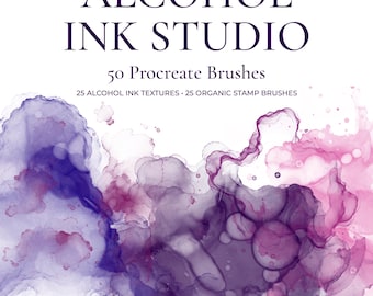 Alcohol Ink Procreate Brushes | 50 Alcohol Ink Textures & Organic Stamp Brushes | Abstract Ink Brush Set | Digital Download
