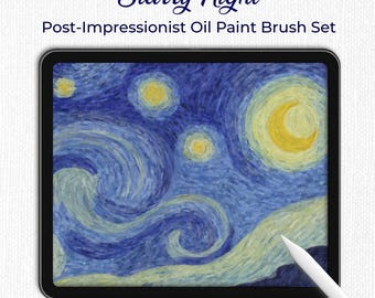 Van Gogh Procreate Brushes - Set di pennelli per pittura a olio Notte stellata (download digitale)