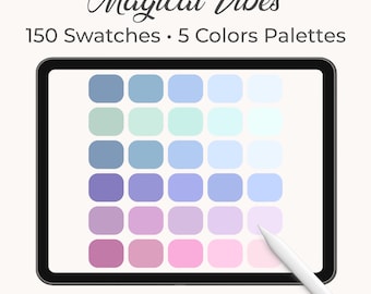 Magical Vibes – 5 Procreate Color Palettes (150 Mystic & Pastel Swatches)