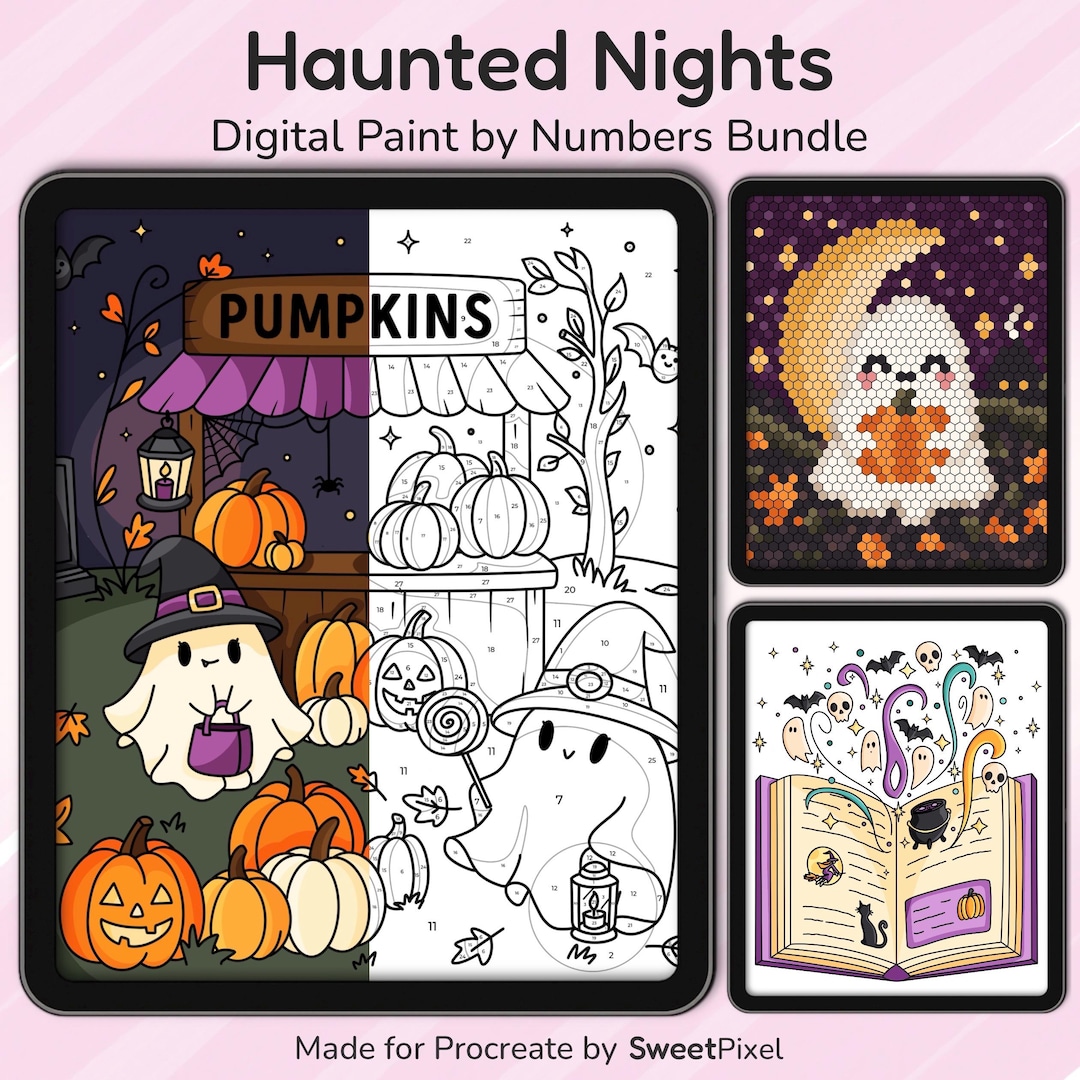 Procreate Color by Numbers Bundle – Halloween Coloring Pages (digital ...