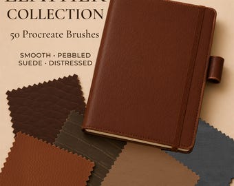 Leather Brushes for Procreate | Realistic Leather Textures, Adjustable Brushes, Smooth, Pebbled & Suede