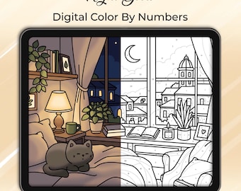 Procreate Color By Numbers — Night Glow Paint-By-Numbers Coloring Page (Digital Download)