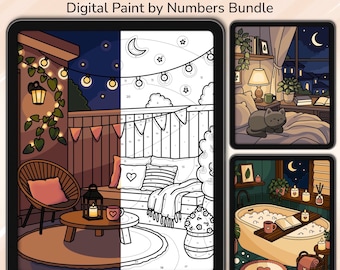 Pacchetto Procreate Color By Numbers – Pagine da colorare "Momenti accoglienti" + PDF (Download digitale)