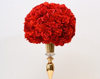 Red Flower Centerpiece for Wedding Floral Arrangement, Roses, Peonies and Hydrangeas