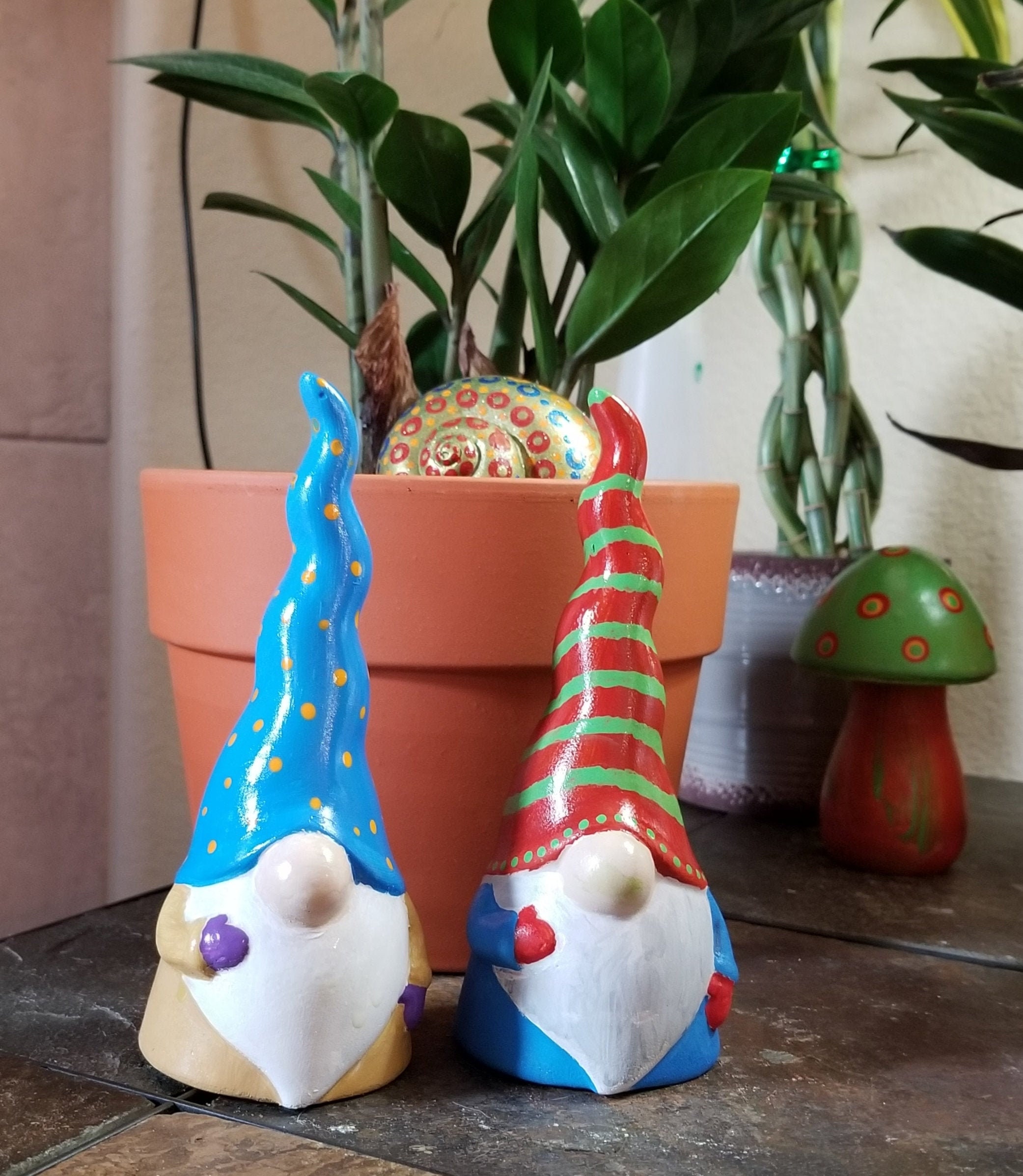 Artstone gnomes handpainted indoor or outdoor plaster Etsy