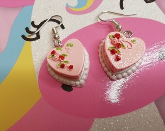 Kawaii  super cute  wedding cake earrings , birthday cake earrings,