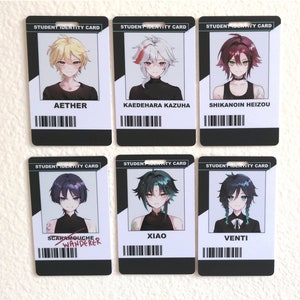 Genshin Impact [ Boys Next Door ] Serie Edición Anemo / Tarjetas de identificación [ Xiao Venti Heizou Kazuha Aether Scaramouche Wanderer ]