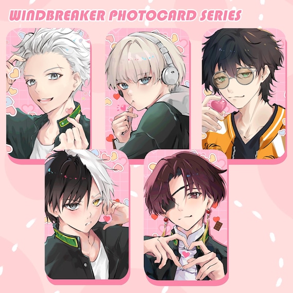 Wind Breaker Anime Shimmer Photocards featuring Hayato Suo, Haruka Sakura, and Ren Kaji in Chinese-style outfits
