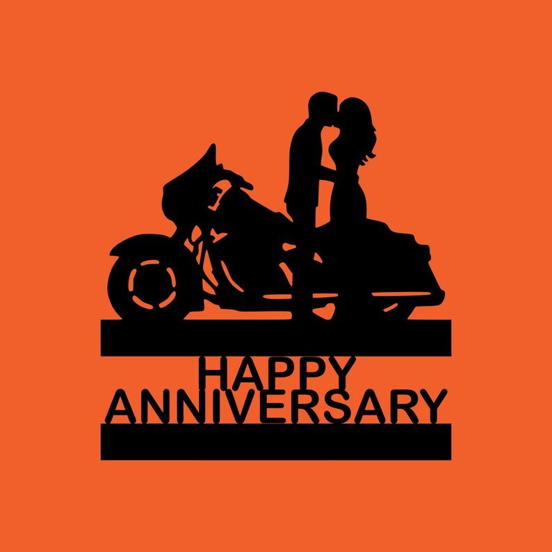 Biker Happy Anniversary cake topper/Biker Wedding Anniversary | Etsy