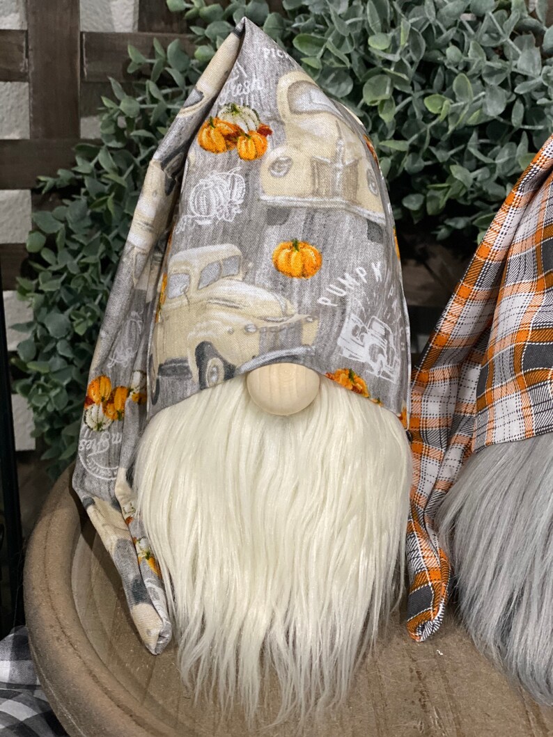 Fall Gnomes Thanksgiving Gnomes Farm Truck w/ Plaid ...