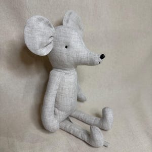 Linen Mouse Stuffed Animal: Weighted Heirloom Toy