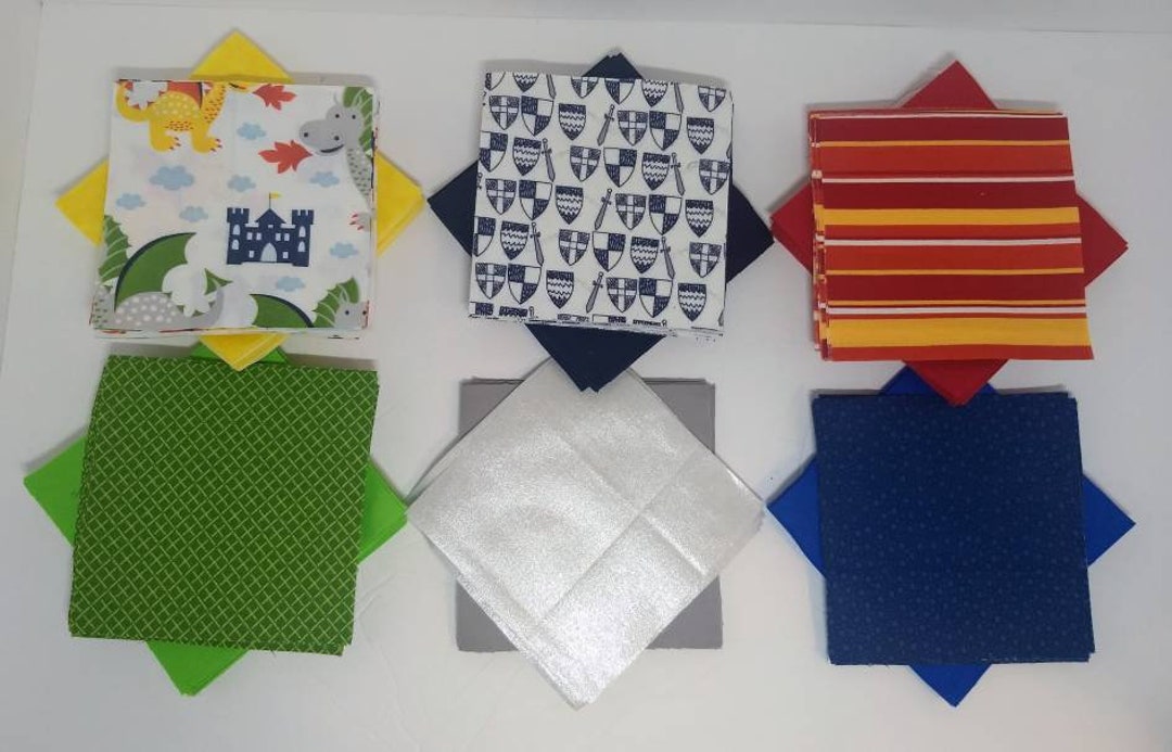 Pre-cut Rag Quilt Kit - Easy Quilt Kit, Knights and Dragons Rag Quilt ...