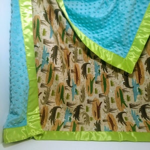 Alligators baby blanket, crocodile baby blanket, designer fabric