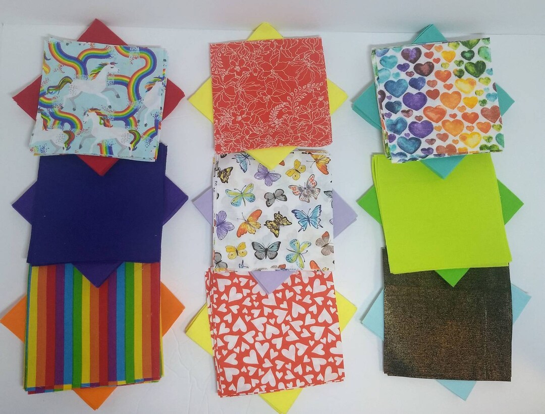 Pre-cut Rag Quilt Kit - Easy Quilt Kit, Rainbow Unicorn Baby Rag Quilt ...