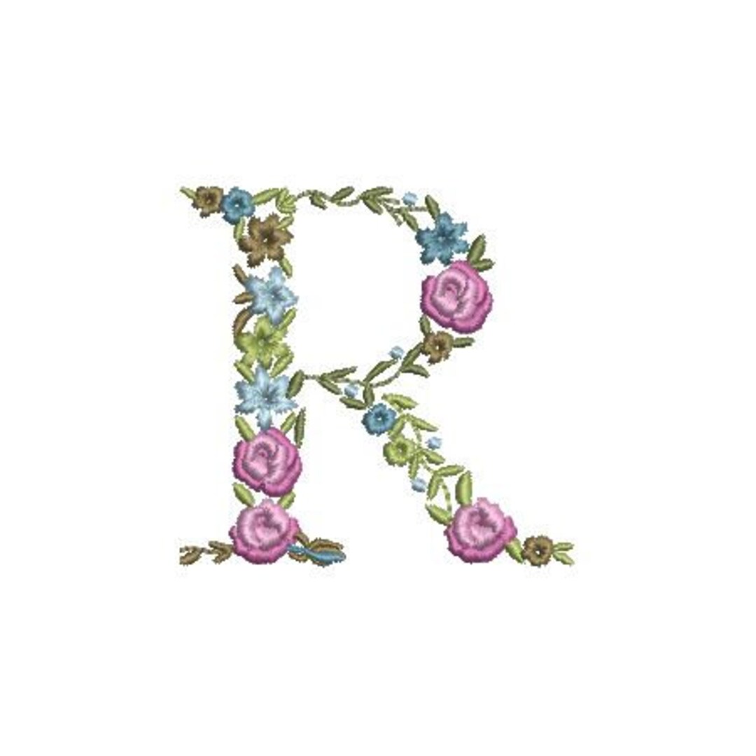 2 Sizes floral Letter R Floral Font Machine Embroidery Design - Etsy