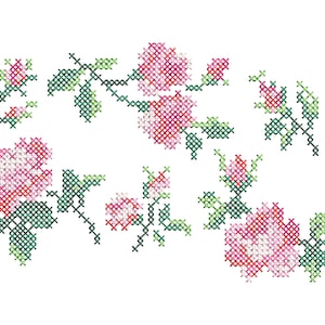 Double Cross-Stitch &quot;Roses&quot; Machine Embroidery Design