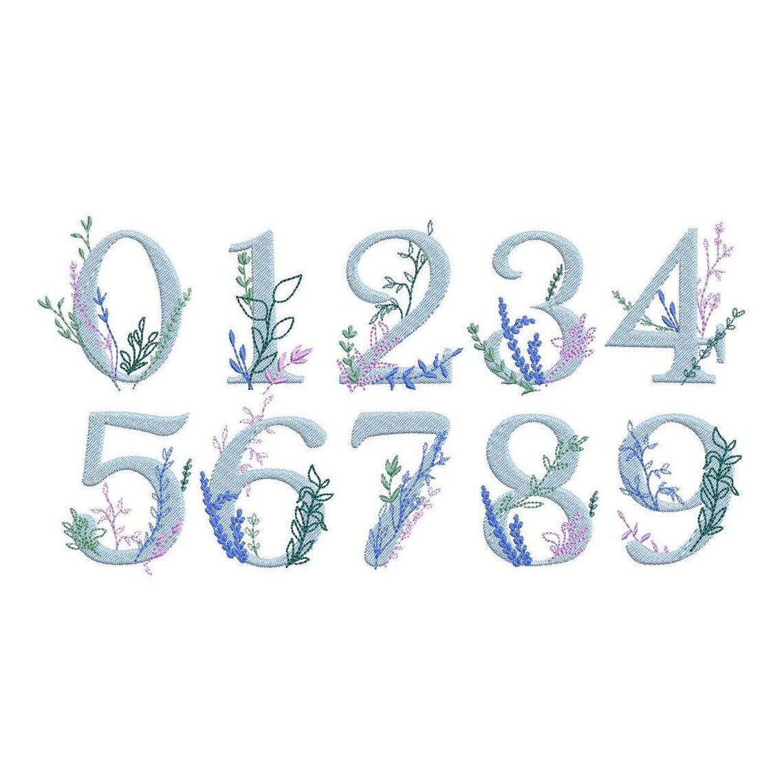 Botanical Numbers Machine Embroidery Design – 0–9 Floral Digits ...