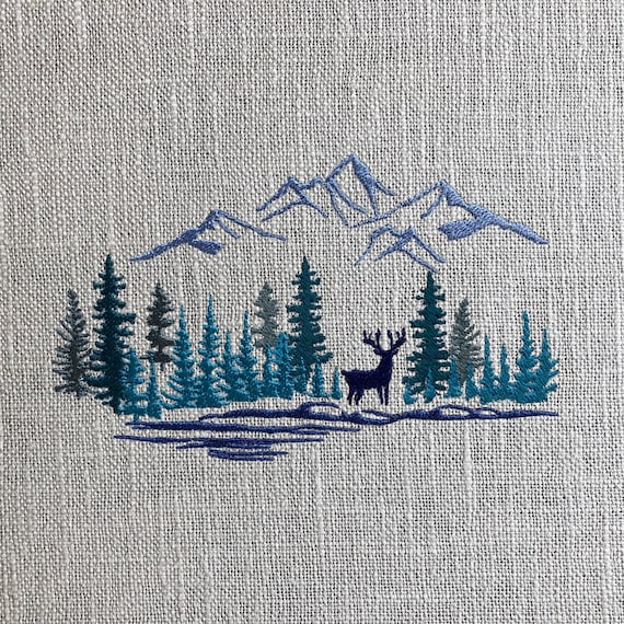 5 Sizes Forest Silhouette Machine Embroidery Design