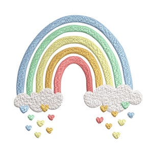 9 Sizes &quot;Rainbow with Hearts&quot; Machine Embroidery Design