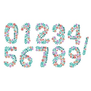 3 Sizes "Floral Numbers" Machine Embroidery Design