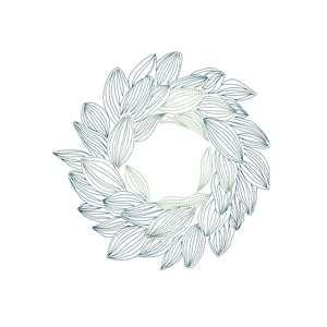 5 Sizes &quot;Contour Drawing Botanical Wreath&quot; Machine Embroidery Design
