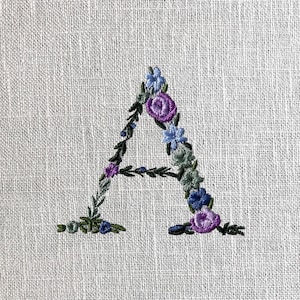 2 Sizes &quot;Floral Letter A&quot; Floral Font Machine Embroidery Design